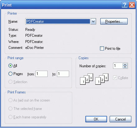 Print document as PDF